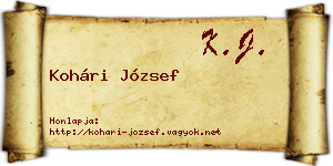 Kohári József névjegykártya